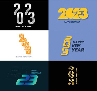 gran conjunto de 2023 feliz año nuevo diseño de texto de logotipo plantilla de diseño de número 2023 vector