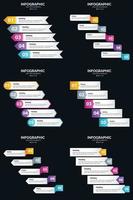 plantilla de diapositiva de presentación del paquete de infografías vectoriales 6 diagramas de ciclo de 5 pasos y líneas de tiempo vector