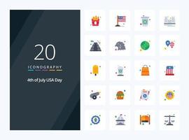 20 Usa Flat Color icon for presentation vector