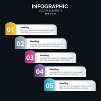 Diagrama de infografía de 5 opciones Informe anual Diseño web Concepto de negocio Pasos o procesos vector