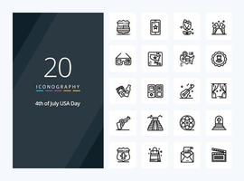 20 Usa Outline icon for presentation vector