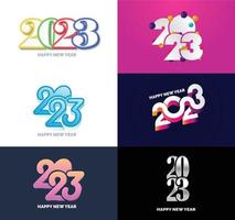 gran conjunto de 2023 feliz año nuevo diseño de texto de logotipo plantilla de diseño de número 2023 vector