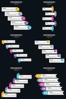 plantilla de diapositiva de presentación del paquete de infografías vectoriales 6 diagramas de ciclo de 5 pasos y líneas de tiempo vector