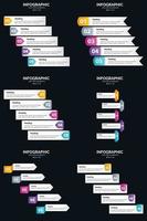 plantilla de diapositiva de presentación del paquete de infografías vectoriales 6 diagramas de ciclo de 5 pasos y líneas de tiempo vector