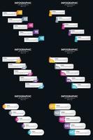 plantilla de diapositiva de presentación del paquete de infografías vectoriales 6 diagramas de ciclo de 5 pasos y líneas de tiempo vector