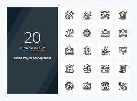 20 Task And Project Management Outline icon for presentation vector