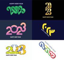 Big Collection of 2023 Happy New Year symbols Cover of business diary for 2023 with wishes vector