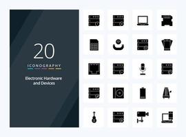 20 Devices Solid Glyph icon for presentation vector