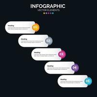 El vector de diseño de infografías de 5 pasos y el marketing se pueden utilizar para el diseño del flujo de trabajo