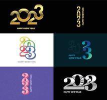 Big Collection of 2023 Happy New Year symbols Cover of business diary for 2023 with wishes vector