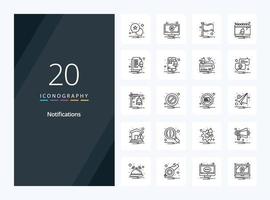 20 Notifications Outline icon for presentation vector