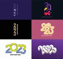 Big Collection of 2023 Happy New Year symbols Cover of business diary for 2023 with wishes vector