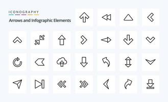 25 Arrow Line icon pack vector