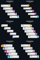 plantilla de diapositiva de presentación del paquete de infografías vectoriales 6 diagramas de ciclo de 5 pasos y líneas de tiempo vector