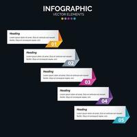 El vector de diseño de infografías de 5 pasos y el marketing se pueden utilizar para el diseño del flujo de trabajo