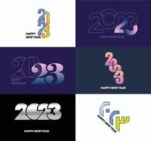 gran conjunto de 2023 feliz año nuevo diseño de texto de logotipo plantilla de diseño de número 2023 vector