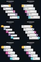 plantilla de diapositiva de presentación del paquete de infografías vectoriales 6 diagramas de ciclo de 5 pasos y líneas de tiempo vector