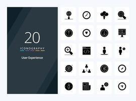 20 User Experience Solid Glyph icon for presentation vector