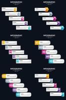 plantilla de diapositiva de presentación del paquete de infografías vectoriales 6 diagramas de ciclo de 5 pasos y líneas de tiempo vector