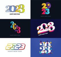 Big Collection of 2023 Happy New Year symbols Cover of business diary for 2023 with wishes vector