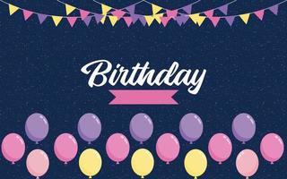 Happy Birthday lettering text banner with balloon Background vector