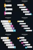 plantilla de diapositiva de presentación del paquete de infografías vectoriales 6 diagramas de ciclo de 5 pasos y líneas de tiempo vector