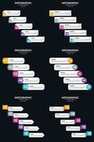 plantilla de diapositiva de presentación del paquete de infografías vectoriales 6 diagramas de ciclo de 5 pasos y líneas de tiempo vector