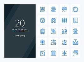 20 Thanks Giving Blue Color icon for presentation vector
