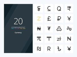 20 Currency line Filled icon for presentation vector