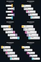 plantilla de diapositiva de presentación del paquete de infografías vectoriales 6 diagramas de ciclo de 5 pasos y líneas de tiempo vector