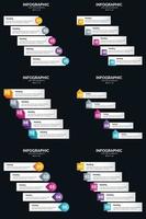 plantilla de diapositiva de presentación del paquete de infografías vectoriales 6 diagramas de ciclo de 5 pasos y líneas de tiempo vector