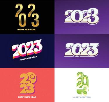 Big Set of 2023 Happy New Year logo text design 2023 number design template vector