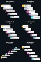 plantilla de diapositiva de presentación del paquete de infografías vectoriales 6 diagramas de ciclo de 5 pasos y líneas de tiempo vector