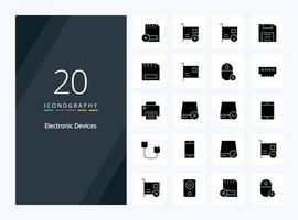 20 Devices Solid Glyph icon for presentation vector