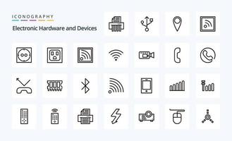 paquete de iconos de línea de 25 dispositivos vector