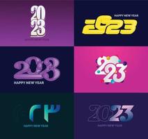 Big Collection of 2023 Happy New Year symbols Cover of business diary for 2023 with wishes vector