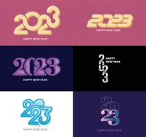 Big Collection of 2023 Happy New Year symbols Cover of business diary for 2023 with wishes vector