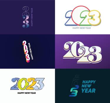 Big Set of 2023 Happy New Year logo text design 2023 number design template vector