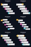 plantilla de diapositiva de presentación del paquete de infografías vectoriales 6 diagramas de ciclo de 5 pasos y líneas de tiempo vector