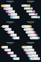 Vector 6 Infographics Pack Presentation slide template 5 Steps cycle diagrams and timelines