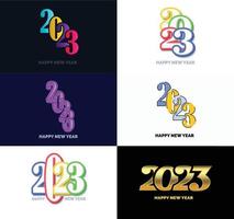 Big Collection of 2023 Happy New Year symbols Cover of business diary for 2023 with wishes vector