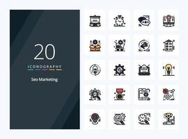 20 Seo Marketing line Filled icon for presentation vector