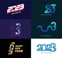 gran conjunto de 2023 feliz año nuevo diseño de texto de logotipo plantilla de diseño de número 2023 vector