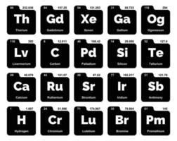 diseño de paquete de iconos de 20 tablas preiodicas de los elementos vector