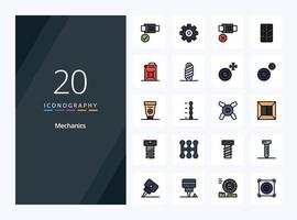 20 Mechanics line Filled icon for presentation vector