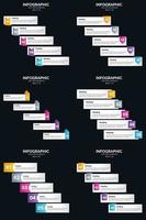 plantilla de diapositiva de presentación del paquete de infografías vectoriales 6 diagramas de ciclo de 5 pasos y líneas de tiempo vector