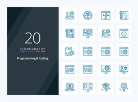 20 Programming And Coding Blue Color icon for presentation vector