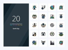 20 Earth Day line Filled icon for presentation vector