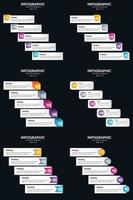 plantilla de diapositiva de presentación del paquete de infografías vectoriales 6 diagramas de ciclo de 5 pasos y líneas de tiempo vector