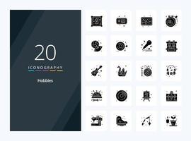 20 Hobbies Solid Glyph icon for presentation vector